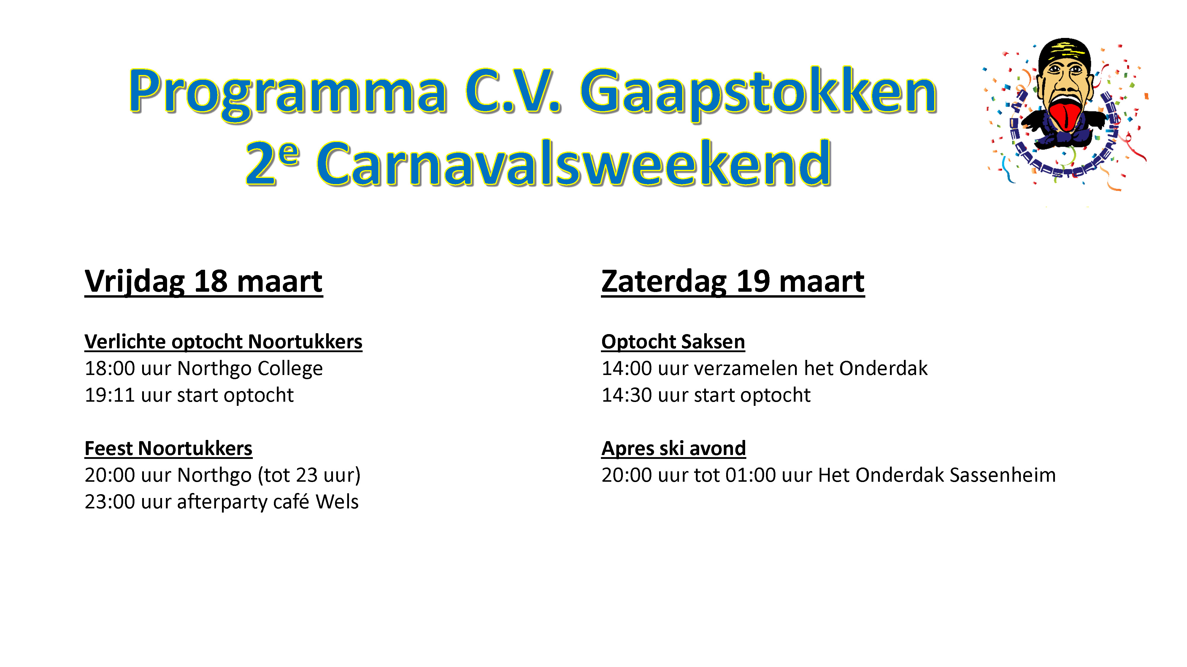 programma 2e carnavalsweekend